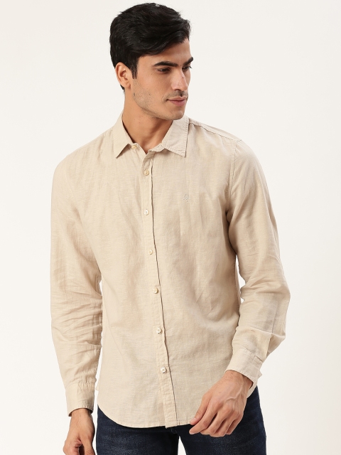 

United Colors of Benetton Men Beige Slim Fit Solid Casual Shirt