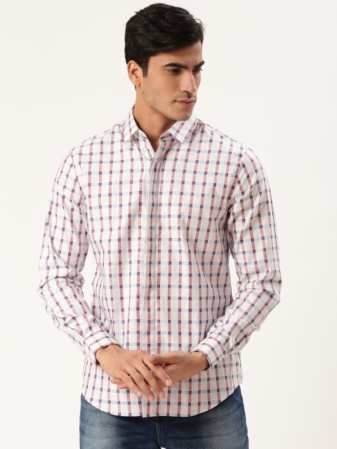 

United Colors of Benetton Men White & Red Slim Fit Checked Casual Shirt