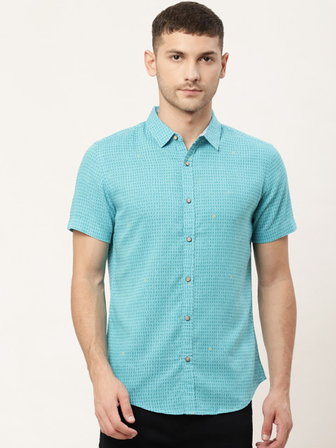 

United Colors of Benetton Men Blue Slim Fit Micro Ditsy Conversational Print Casual Shirt