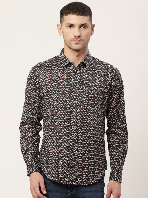 

United Colors of Benetton Men Navy Blue & Off-White Slim Fit Printed Casual Shirt