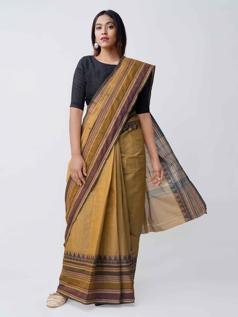 

Unnati Silks Brown Solid Pure Cotton Sustainable Saree