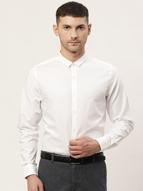 

United Colors of Benetton Men White Slim Fit Self-Design Formal Shirt