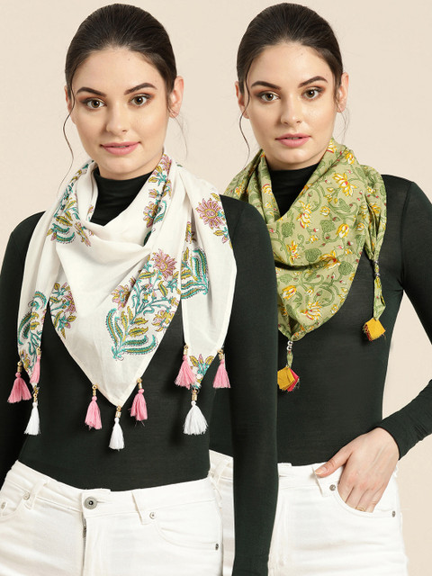 

Shae by SASSAFRAS Women Pack Of 2 Printed Stoles, White