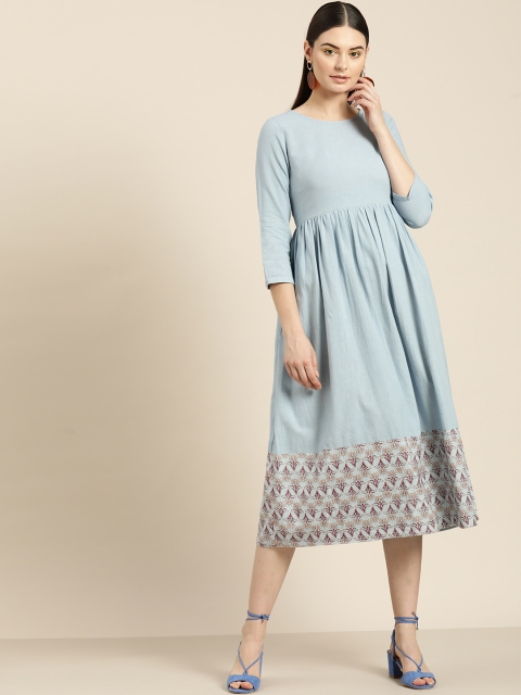 

Shae by SASSAFRAS Women Blue Solid A-Line Dress