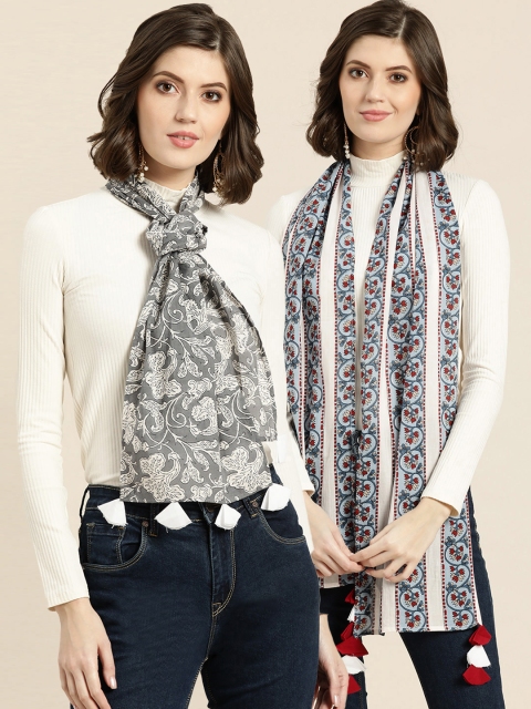 

Shae by SASSAFRAS Women Pack Of 2 Printed Stoles, White