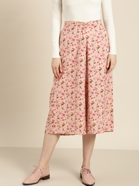

Shae by SASSAFRAS Women Dusty Pink & Beige Regular Fit Printed Culottes