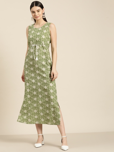 

Shae by SASSAFRAS Women Green & White Printed Maxi Dress