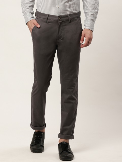

United Colors of Benetton Men Charcoal Grey Slim Fit Solid Regular Trousers