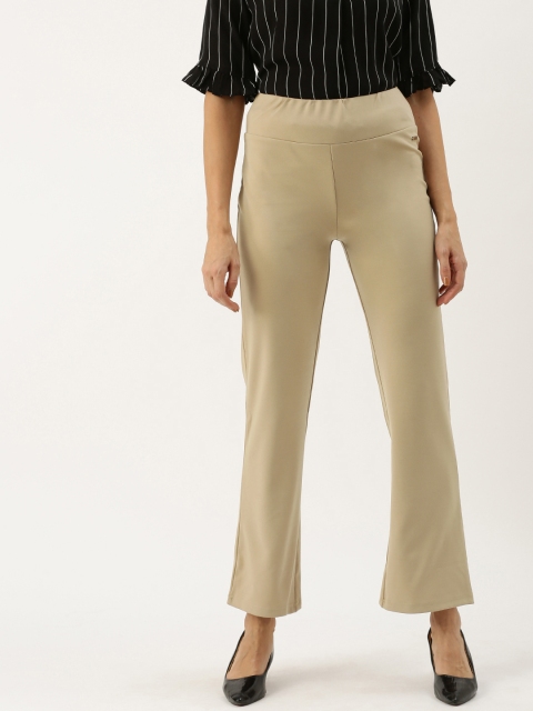 

AND Women Beige Regular Fit Solid Regular Trousers