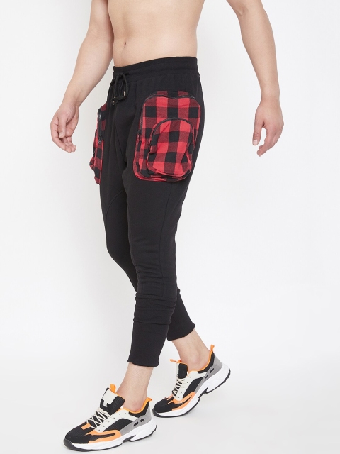 

FUGAZEE Men Black Solid Slim-Fit Joggers With Oversized Pockets
