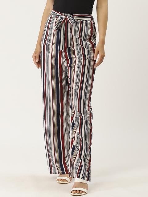 

Trend Arrest Women Multicoloured Straight Fit Striped Parallel Trousers, Multi