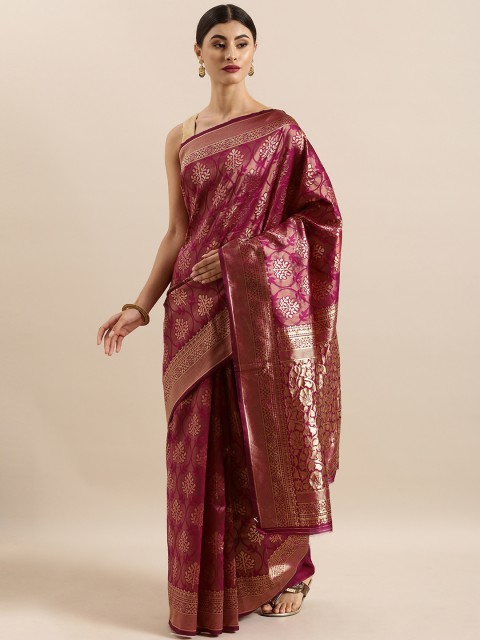 

KALINI Magenta Pink & Golden Art Silk Woven Design Saree