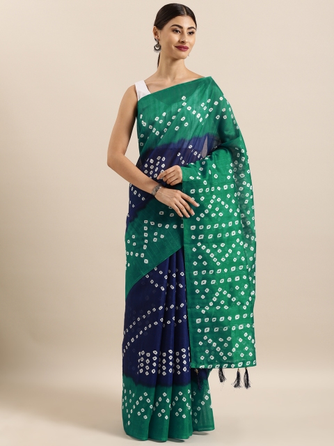 

KALINI Navy Blue & White Art Silk Printed Khadi Saree