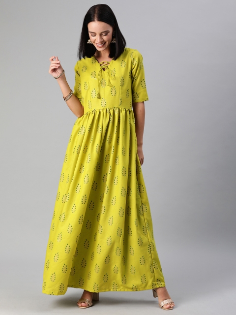 

Bollywood Vogue Women Green Printed Anarkali Made To Measure Kurta