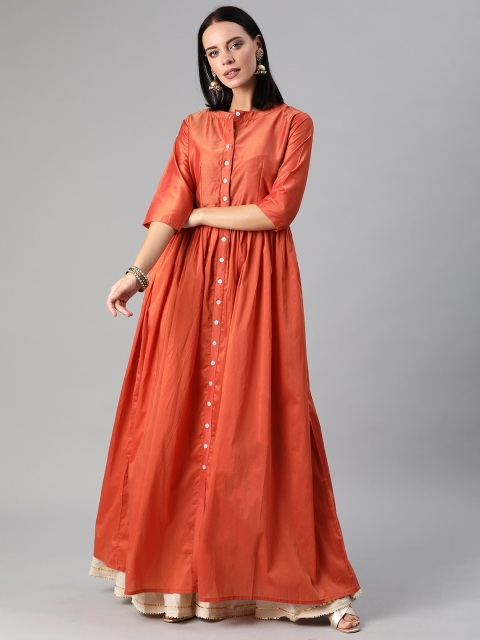 

EthnoVogue Women Rust Brown Solid A-Line Kurta