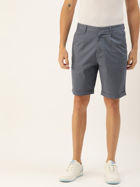 

United Colors of Benetton Men Grey Solid Regular Fit Chino Shorts