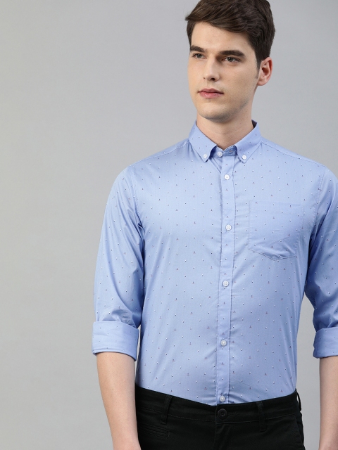 

TrueModa Men Blue Slim Fit Printed Smart Casual Shirt