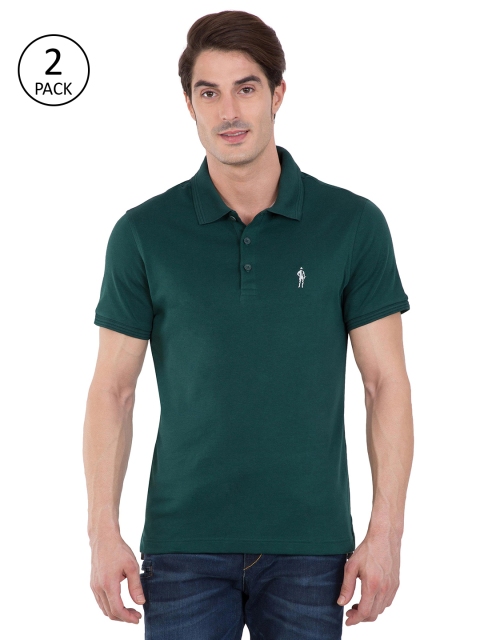 

Jockey Men Pack of 2 Green Solid Polo Collar T-shirt