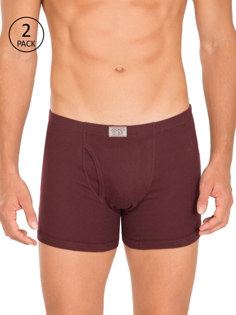 

Jockey Men Pack of 2 Burgundy Solid Trunks
