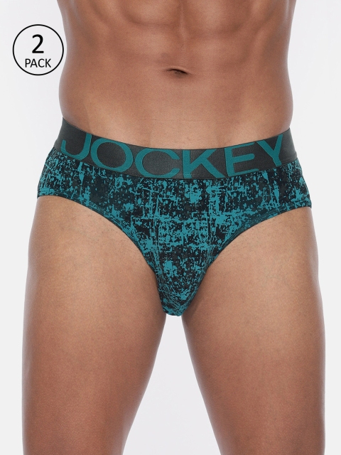 

Jockey Men Pack of 2 Printed Briefs 11036630-2, Teal