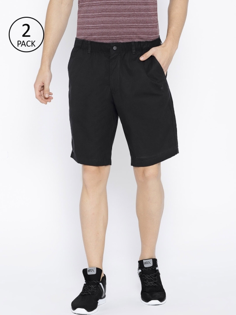 

Jockey Men Pack of 2 Black Solid Straight Fit Regular Shorts