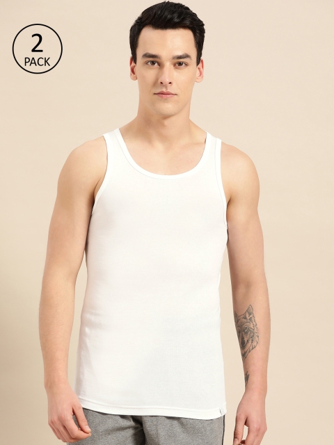 

Jockey Men Pack Of 2 White Solid Innerwear Vests