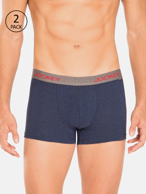 

Jockey Men Pack of 2 Navy Blue Solid Trunks 9866821-2