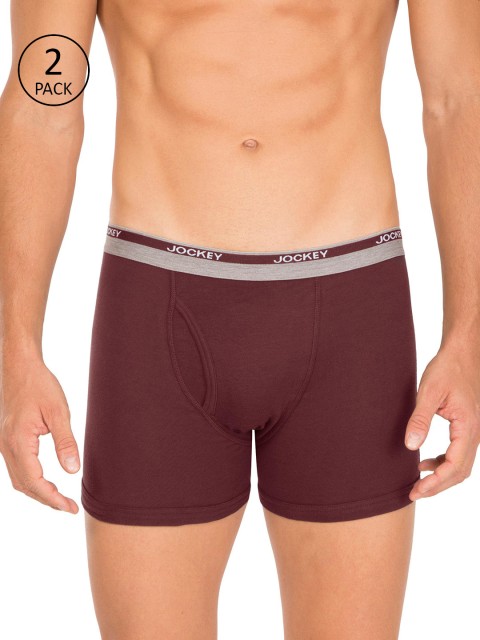 

Jockey Men Pack of 2 Burgundy Solid Trunks