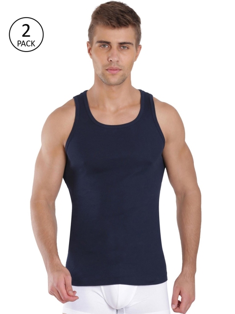 

Jockey Men Pack Of 2 Navy Blue Solid Innerwear Vests