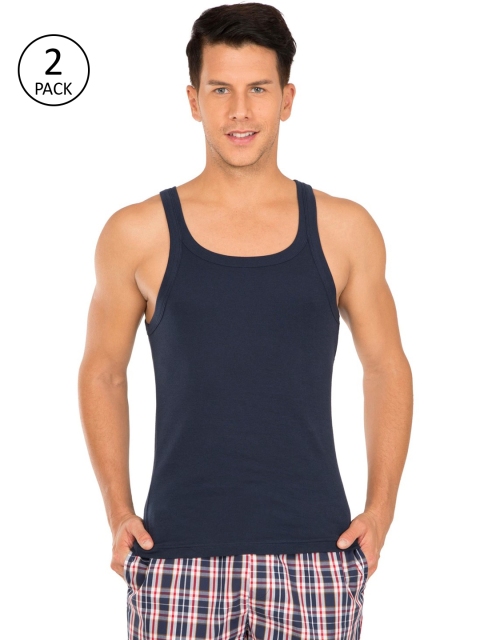 

Jockey Men Pack Of 2 Navy Blue Solid Innerwear Vests