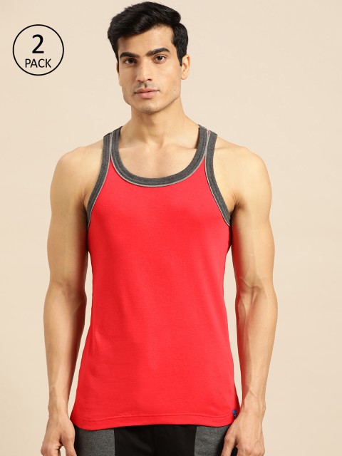 

Jockey Men Pack Of 2 Red Solid Innerwear Vests