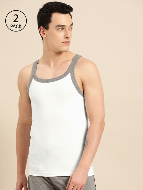 

Jockey Men Pack of 2 Solid Innerwear Vests, White