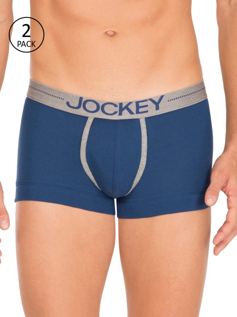 

Jockey Men Pack of 2 Blue Solid Trunks