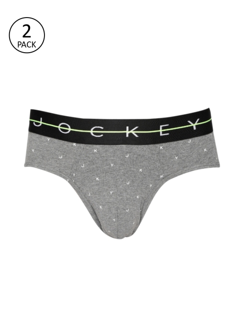 

Jockey Men Pack Of 2 Printed Briefs NY01-0105-NYC08, Grey melange