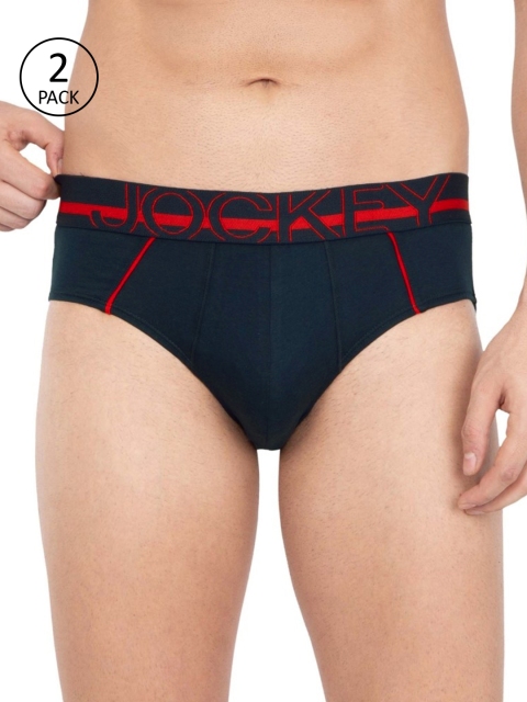 

Jockey Men Pack Of 2 Solid Briefs US14-0105, Navy blue