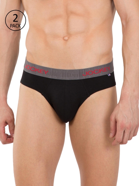

Jockey Men Pack Of 2 Black Solid Briefs US59-0105