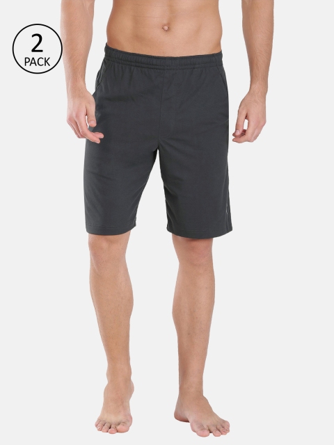 

Jockey Men Pack of 2 Charcoal Grey Solid Lounge Shorts