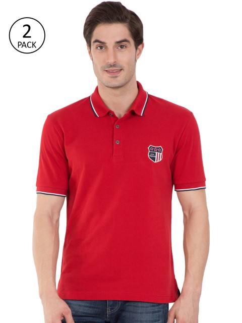 

Jockey Men Pack of 2 Red Solid Polo Collar T-shirts