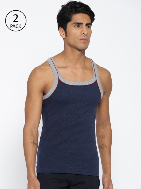 

Jockey Men Pack of 2 Solid Innerwear Vests, Navy blue