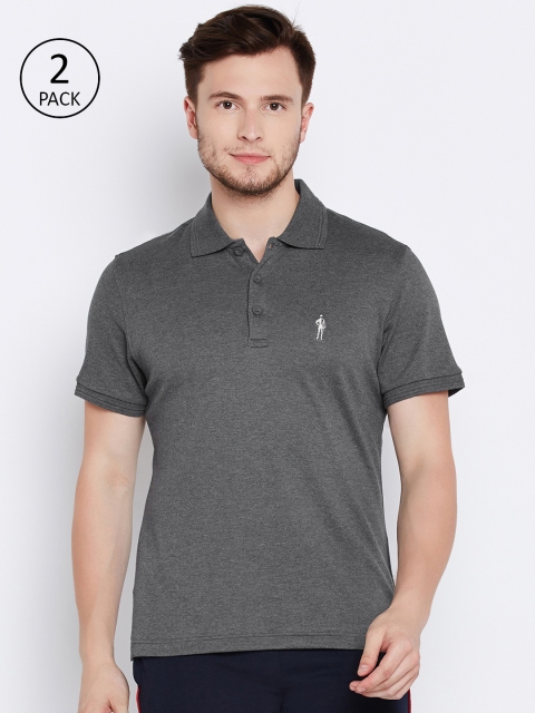 

Jockey Pack of 2 Charcoal Grey Solid Polo Lounge T-shirts