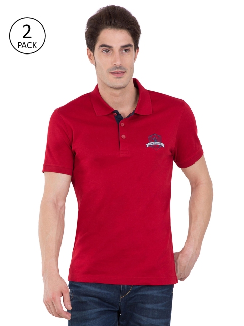

Jockey Men Pack of 2 Red Solid Polo Collar T-shirts