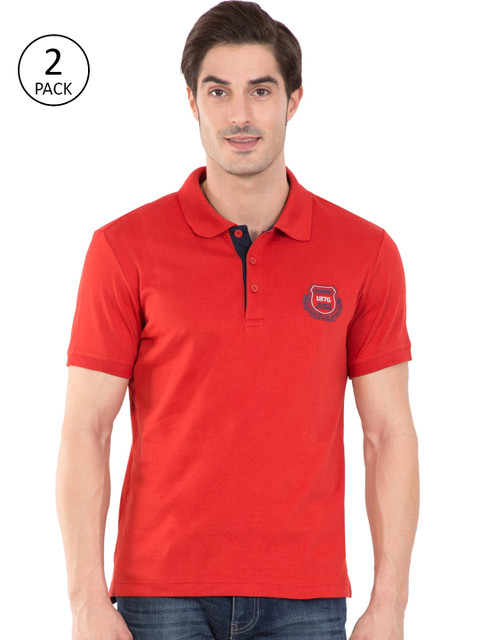 

Jockey Men Pack of 2 Red Solid Polo Collar T-shirts