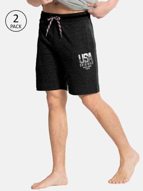 

Jockey Men Pack of 2 Black Solid Lounge Shorts