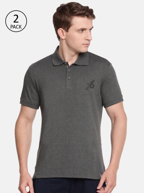 

Jockey Men Pack of 2 Charcoal Grey Solid Polo Collar T-shirts