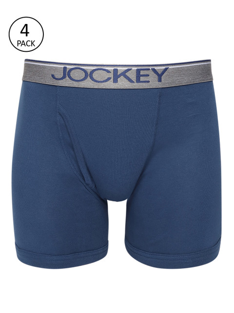 

Jockey Men Pack of 4 Blue Solid Trunks