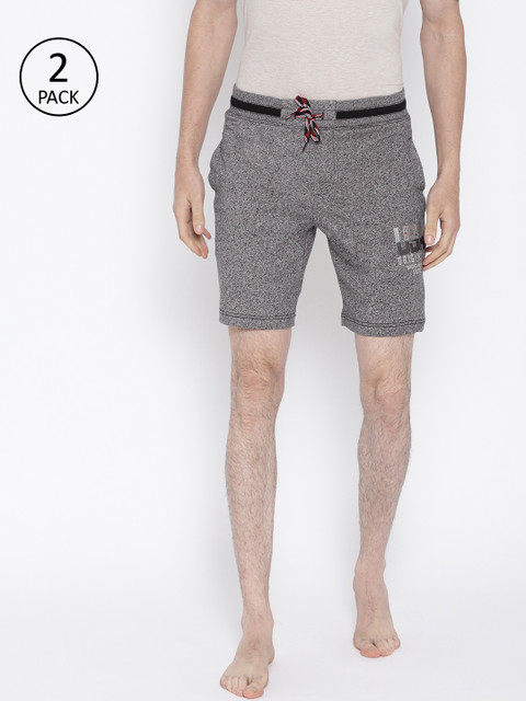 

Jockey Men Pack of 2 Grey & Black Solid Lounge Shorts