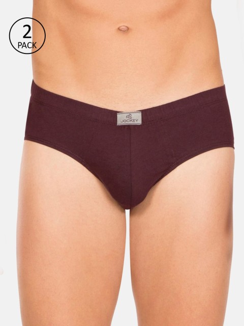 

Jockey Men Pack Of 2 Burgundy Solid Briefs 8035-0105