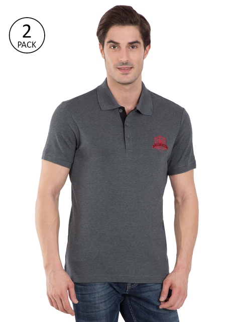 

Jockey Men Pack of 2 Charcoal Grey Solid Polo Collar T-shirts