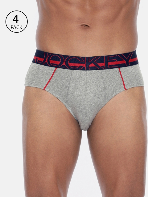 

Jockey Men Pack of 4 Grey Melange Solid Briefs US14-0205