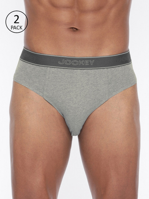 

Jockey Men Pack of 2 Grey Melange Solid Briefs 1010-0105